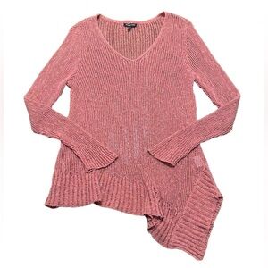 Eileen Fisher Dusty Rose Asymmetrical Knit Linen Top
